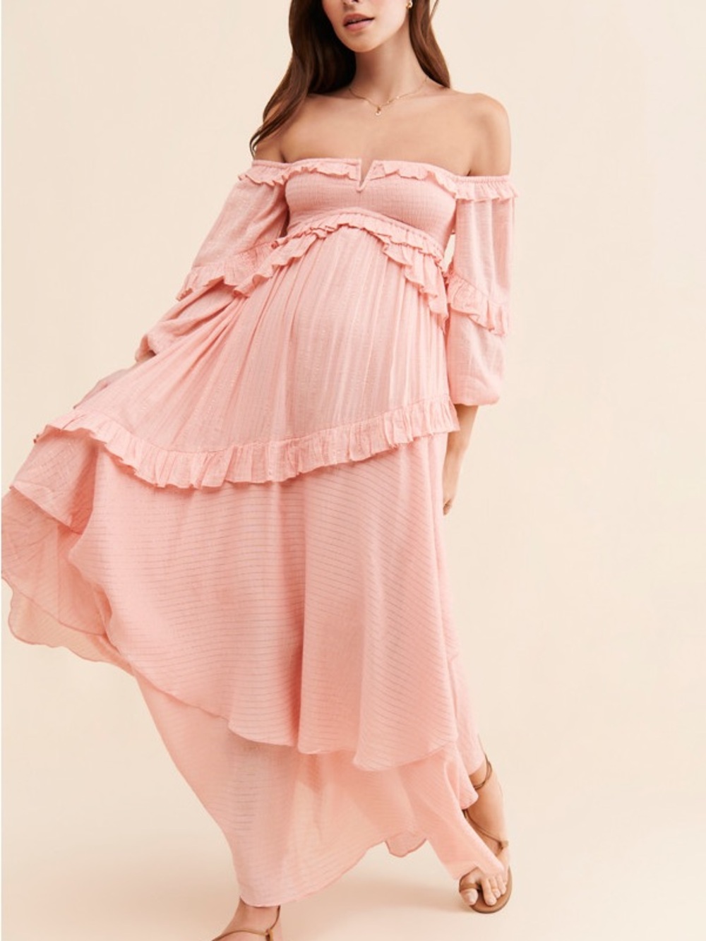 Spell Clementine Mermaid Off-Shoulder Ruffle Maxi Dress